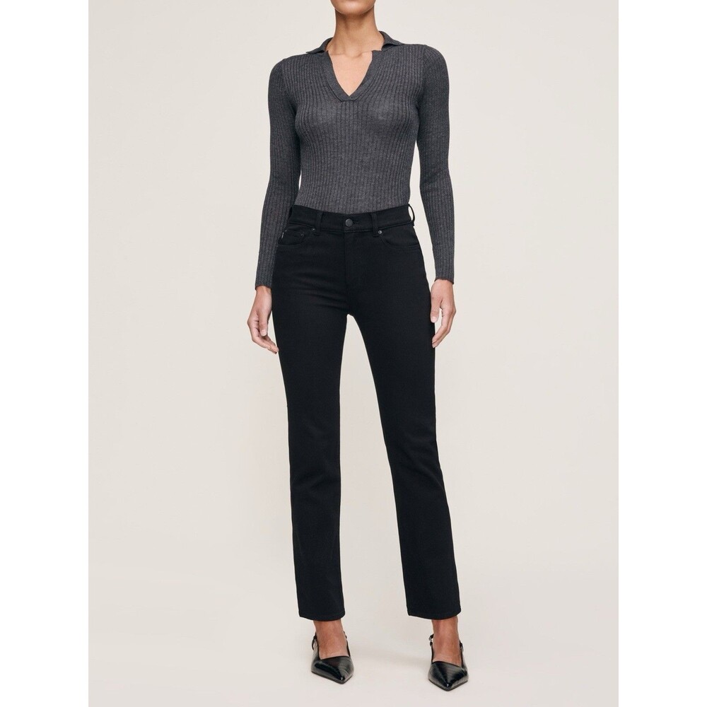 DL1961 Mara Straight Mid-Rise Instasculpt Dark Eclipse Split Hem Jeans Size 27